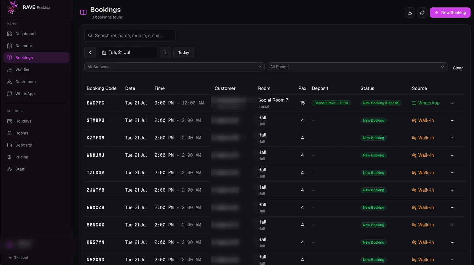 Rave Karaoke Booking System — screenshot 1