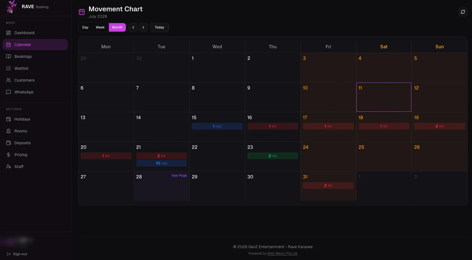 Rave Karaoke Booking System — mobile view