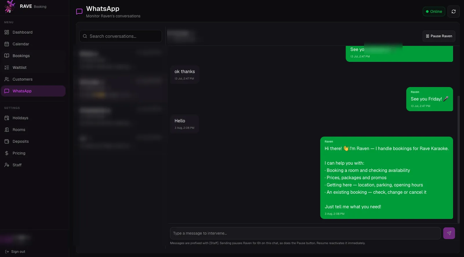 Rave Karaoke Booking System — screenshot 2
